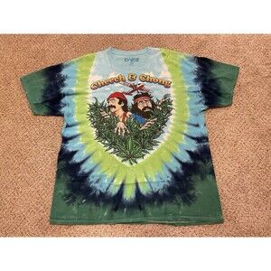 Cheech and Chong Liquid Blue Mens If You Cant Beat ‘Em Tie Dye Shirt Size 2XL